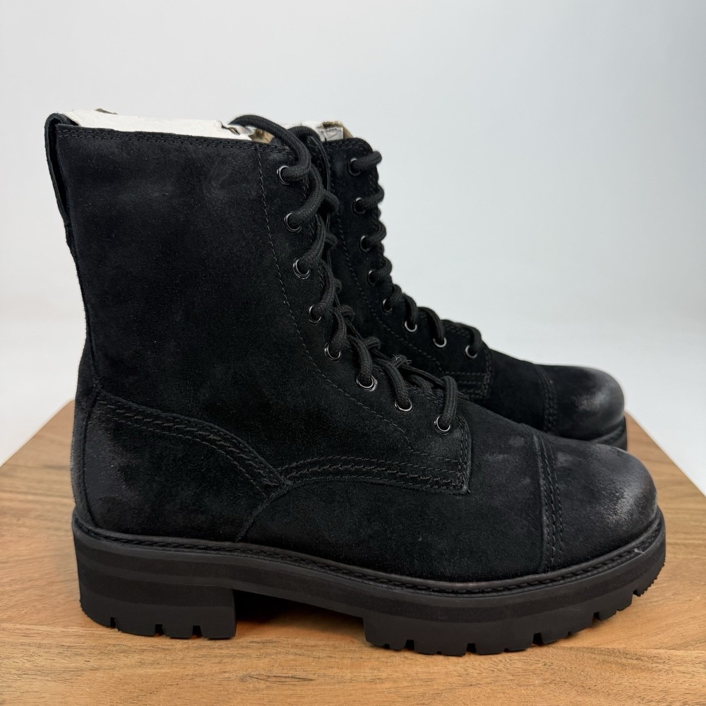 New NIB Womens Clarks Orianna Cap Black Boot Suede Boots Shoes Size 8.5 M